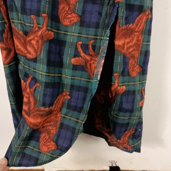 Handmade Vintage Nightshirt Unisex L Plaid Dog Print Grandpacore Cottagecore - Picture 6 of 6